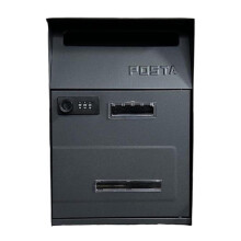 Lockable Outdoor Letterbox for Parcels and Magazines, Wall-Mounted Grey Postbox, 21.5x10.5x32cm