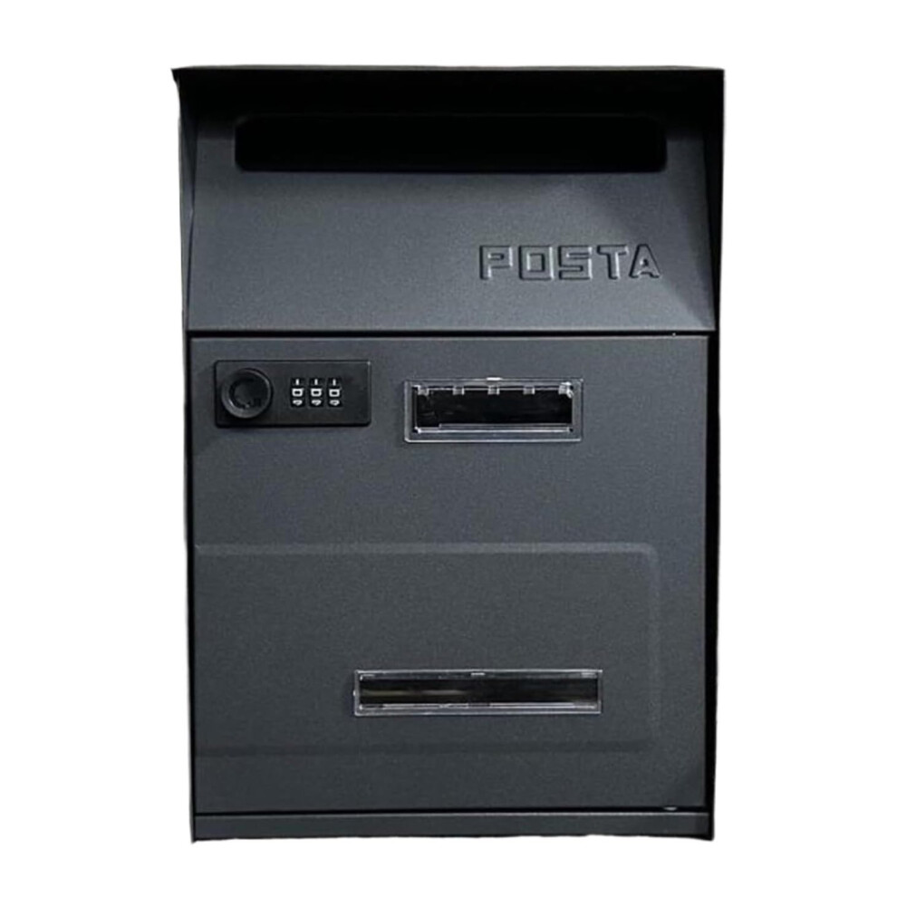 Lockable Outdoor Letterbox For Parcels And Magazines, Wall-Mounted Grey Postbox, 21.5X10.5x32cm 6947110109541