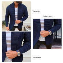 Strickjacke Größe S Dunkelblau gestrickt Herren Langarm