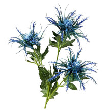 Artificial Eryngium Thistle Bunch Light Blue 3 Fork Simulation Flowers for Home Decor Centerpieces 1 Piece