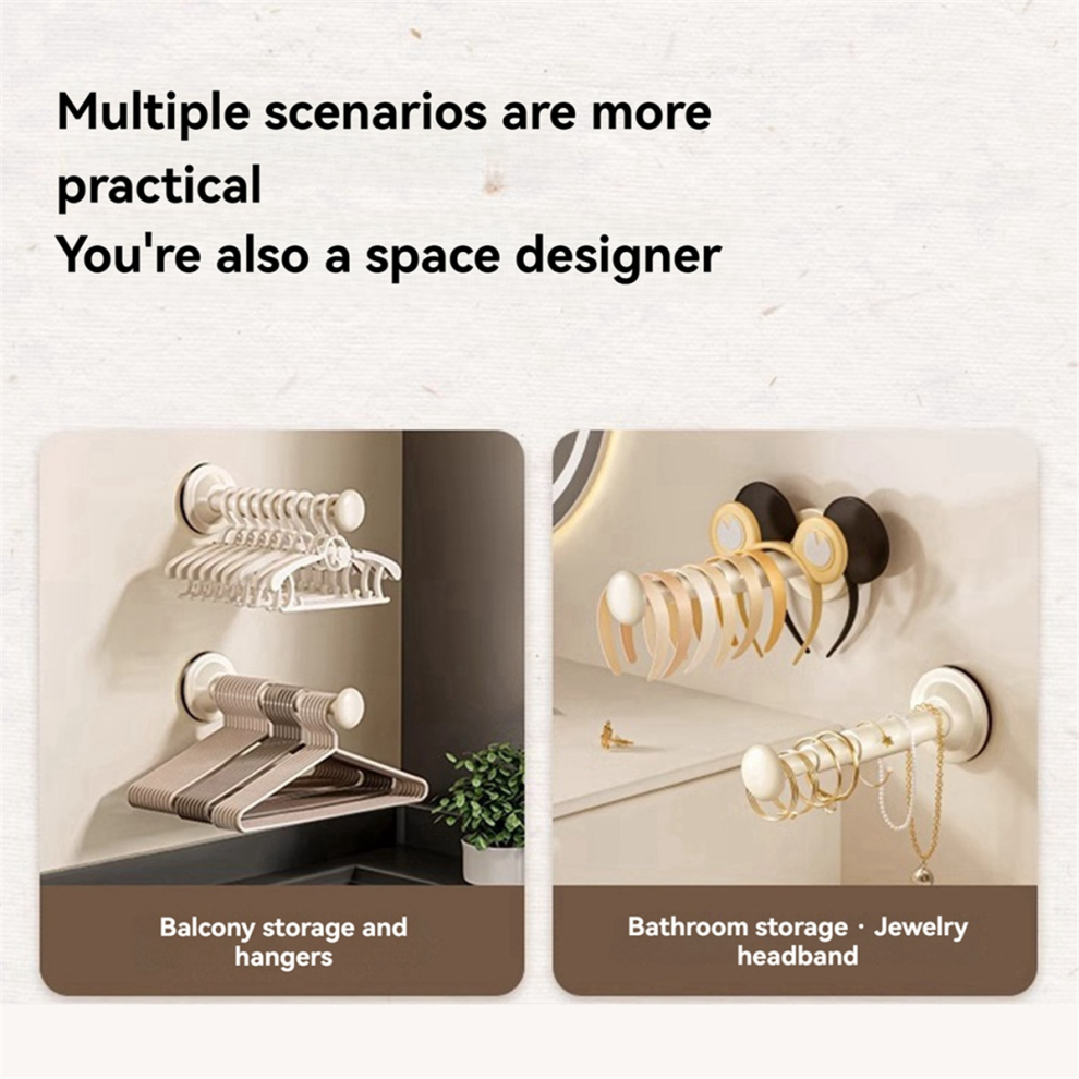 Organizador De Almacenamiento Para Perchas De Ropa Con Ventosa, 2 Unidades, Color Blanco Lechoso-image