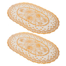 2Pcs Gold Oval PVC Placemats & Cup Coasters for Wedding Decoration