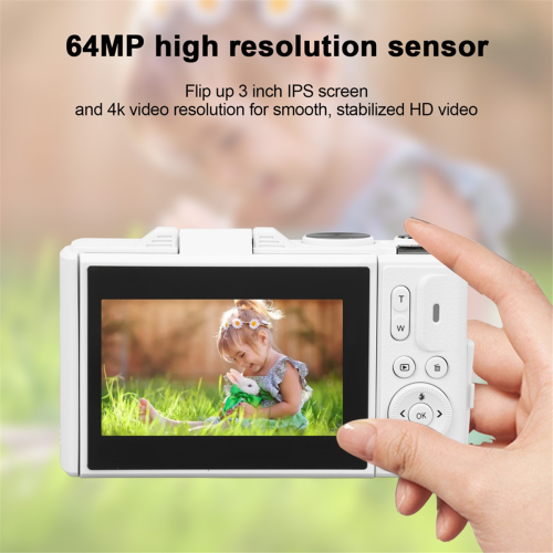 Retro Digital Camera 64MP Stabilization Video Pause Function White 1