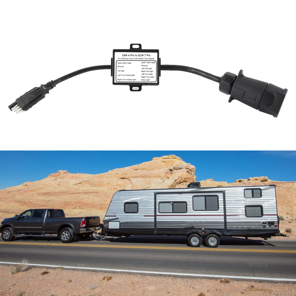 Trailer Light Signal Converter 4 Pin USA to 7 Pin EU Brake Stop Adapter-image-OPC-PJM2YJR-NEW