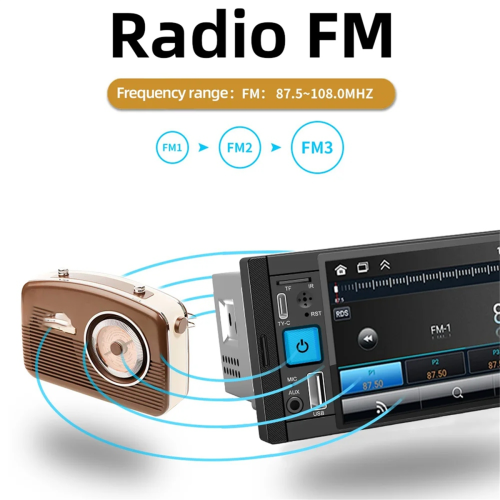 Rádio automotivo CarPlay Android Auto MP5 Player com Bluetooth 2