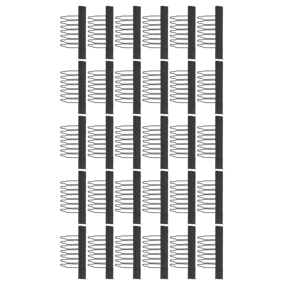 Unisex Black 30Pcs Stainless Steel Wig Comb Clips 7-Teeth Hairpiece Accessories