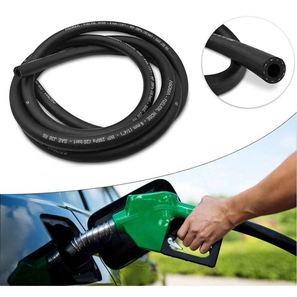 (4 Meters) 18Mm Sae J30 R6 Braided Rubber Fuel Hose, 20 Bar Working Pressure, Compatible With Diesel/Petrol/Oil, Black 5061004427489