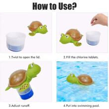 Large Capacity ABS Turtle Pool Chlorine Dispenser, Green & White 20.8x23.7cm