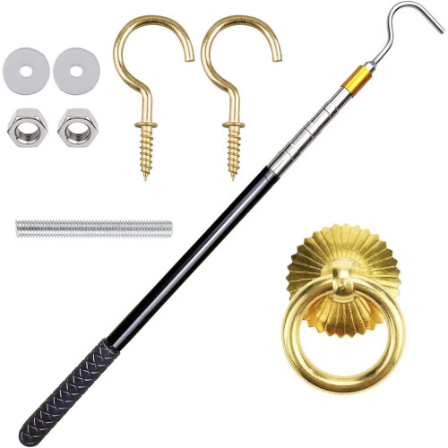 Loft Ladder Pull Down Hook Replacement Set with Stainless Steel and Copper Accents for Easy Installation and Compatibility 1