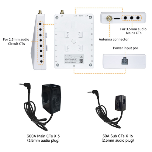 Tuya Wifi 300A 3 Φάσεων 4 Καλωδίων Ενέργειας με Στάθμη Κυκλώματος 50A 2
