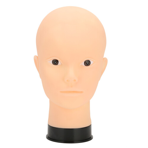 Mannequin Head for Makeup Training Bald Black Base Wig Display No Makeup 1