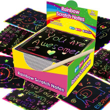 Scratch Art Kit for Kids, Creative Drawing Board 8.5 x 8.5 cm, Durable Design for Solo or Group Activities