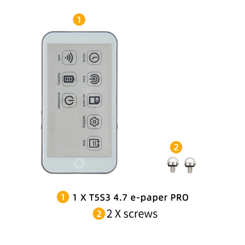 Carte De Développement LILYGO T5-4.7-S3 Avec écran E-paper 4,7" Tactile - ESP32-S3, LoRa, TF, RTC