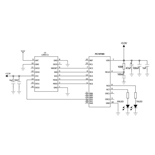 4 stk./parti LoRa1278-C1 RF-transceivermodul 433 MHz 2