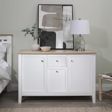 Leines Sideboard with Drawers in White & Oak