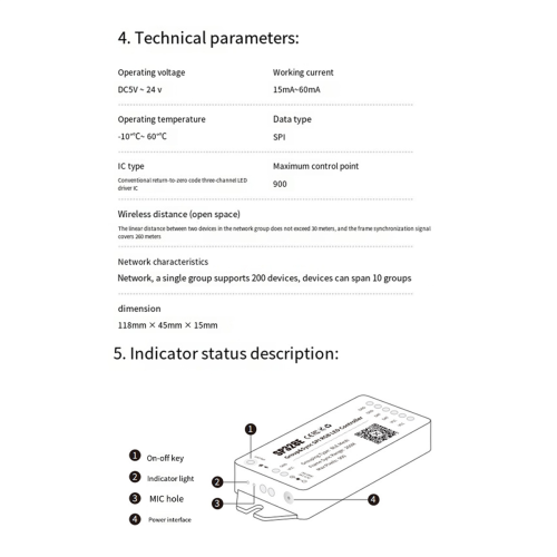 SP328E SPI LED-ohjain Mesh Bluetoothilla 1