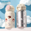 Cute Stainless Steel Water Bottle with Straw Silver 3