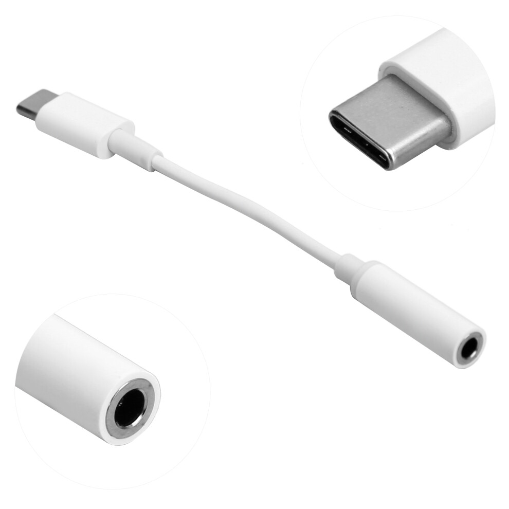 Type-C To 3.5Mm Headphone Adapter For Huawei P20 And Xiaomi Mix2, White 5011340730132