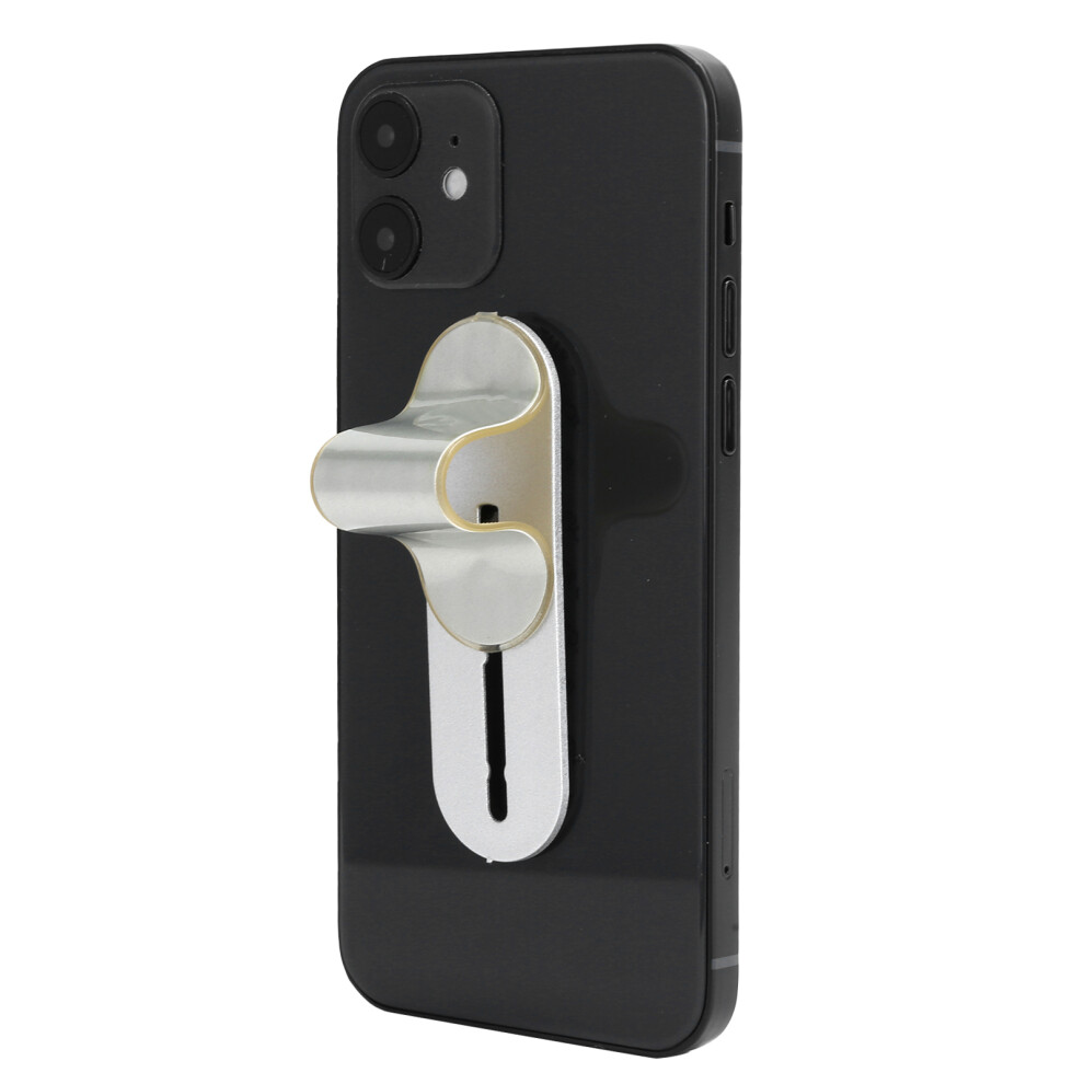 Adjustable Momo Stick Phone Holder & Finger Strap Abs 3-Gear Stickiness Silver 8781340740468