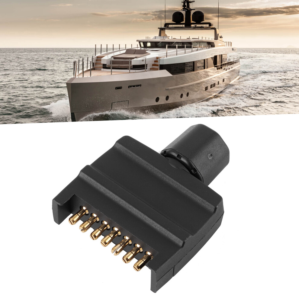 7 Pin Flat Male Trailer Socket Adapter For Car Rv Truck Ship Commercial Black 4131340748300