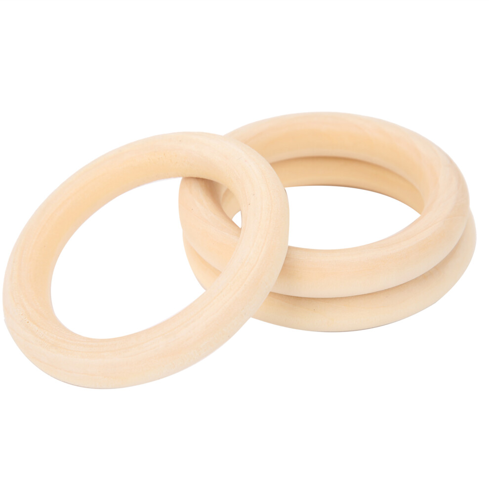 10pcs 65mm Natural Teething Rings Unfinished Wood Baby Craft Connectors