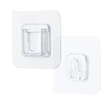 Double Sided Adhesive Wall Hooks 2.4x2.4 Inch Clear Waterproof Traceless Sticky Hooks for Home and Office Use
