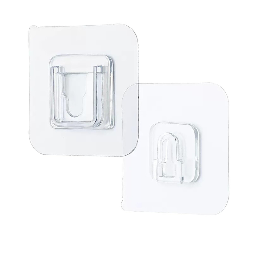 Double Sided Adhesive Wall Hooks 2.4X2.4 Inch Clear Waterproof Traceless Sticky Hooks For Home And Office Use 6482260631813