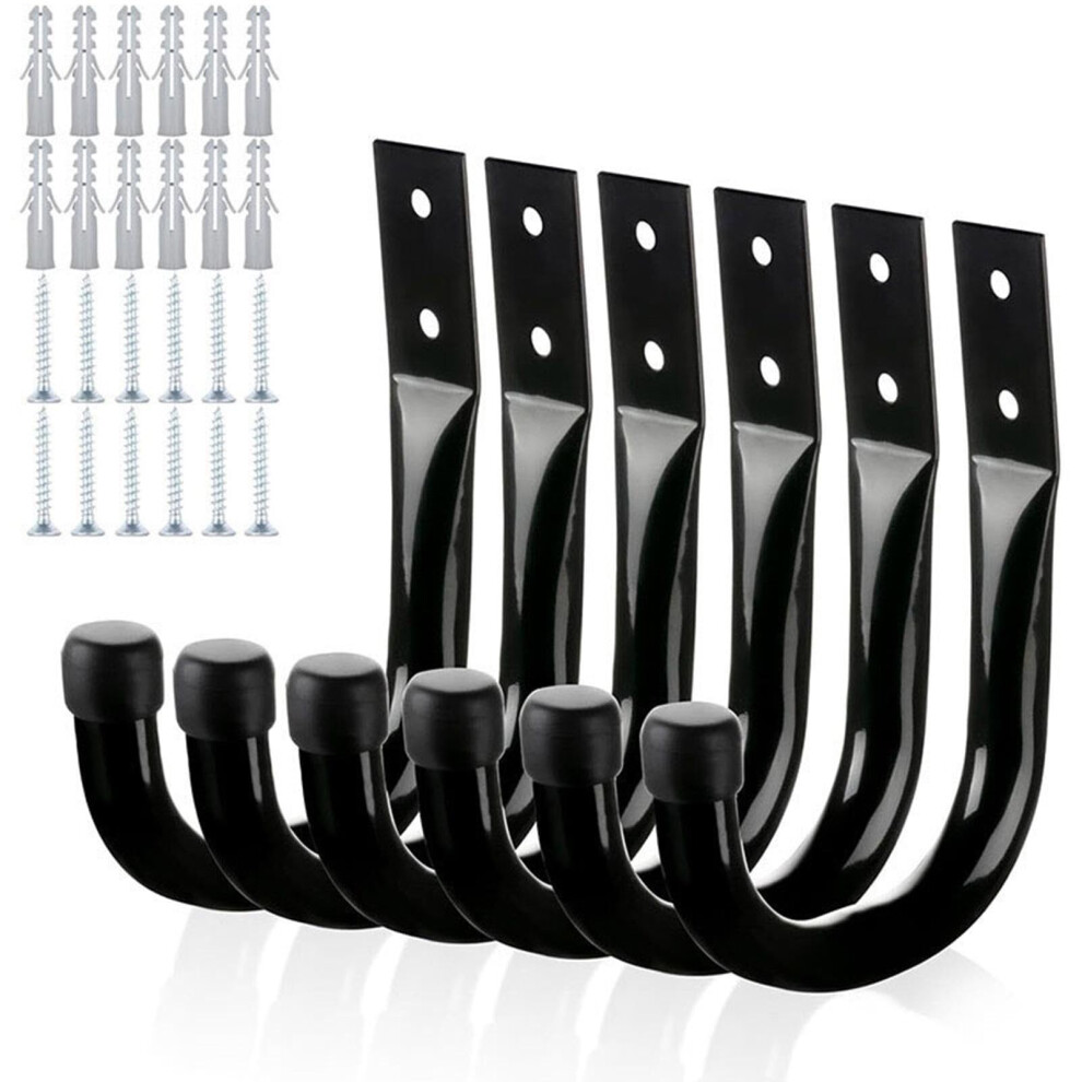 6-Piece J Hook Set For Garage Storage, Heavy-Duty Metal Wall Hooks For Ladders, Bikes, Tools, And Sports Equipment 6276012440651