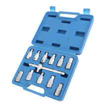 12-Piece Steel Drain Plug Socket Set for Engine and Gearbox Repair