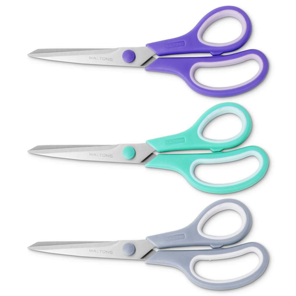 Haltons Multipurpose Scissors Pack Of 3 Ultra Sharp Thickened Blades Comfort-Grip Handles 5056475426390