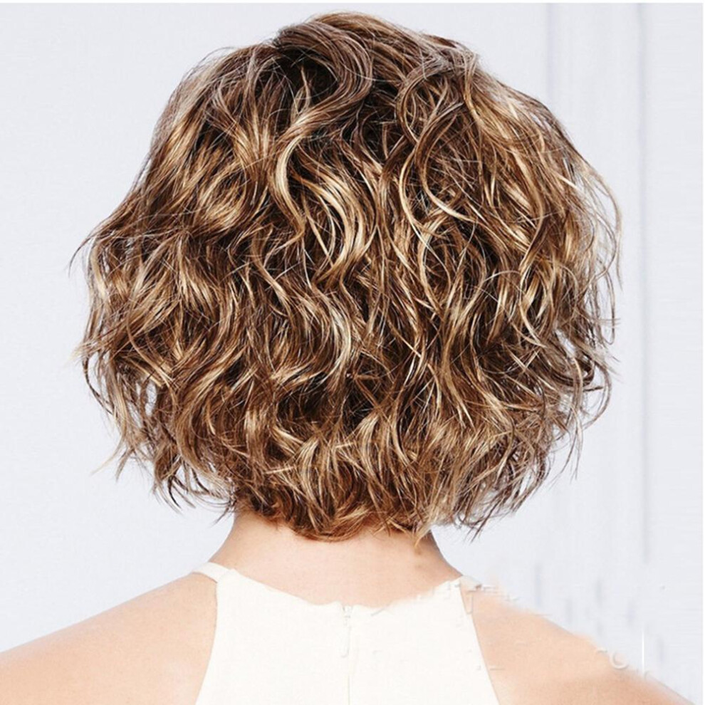 Unisex Dark Blonde Short Curly Wig For Women Ideal For Costume Parties & Halloween
