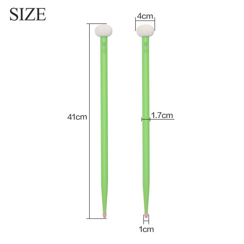 2pcs Double Sided Drum Mallets Maple & Felt Tips 410mm Blue/Pink/Red/Green/White 1