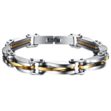 Stainless Steel Bracelet for Men and Boys 22 cm Silver Gold Design Anti-Allergy Fashion Jewelry