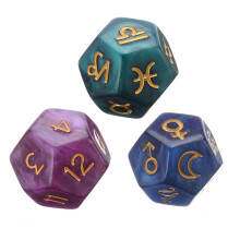 Zodiac Sign Dice Set | 3-Piece 12-Sided Polyhedral Tarot Dice for Fortune Telling and RPG Board Games in Pearl Finish
