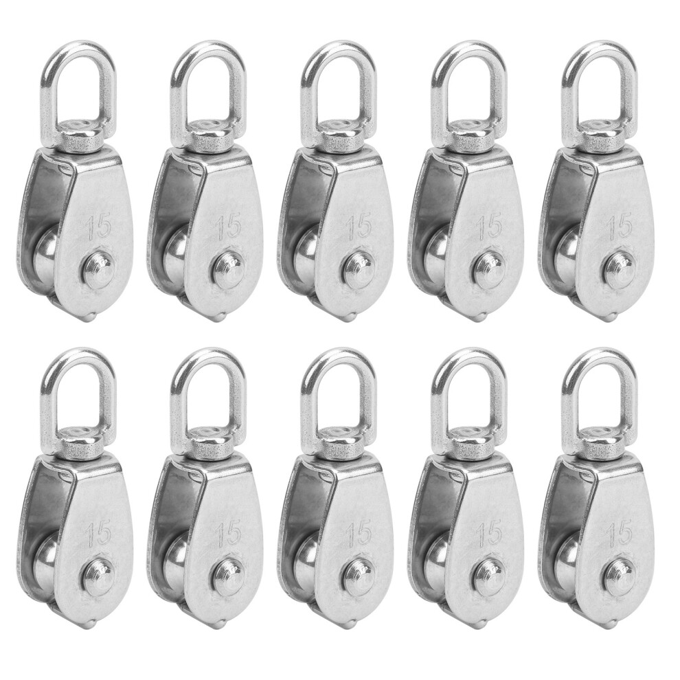 Durable 10X M15 304 Steel Pulleys 35Kg Load Anti-Rust Design 9331340768499