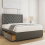 (Grey, Small Double 4ft) Nova Divan Bed with Mattress 26in Headboard 2 Storage Drawers 1