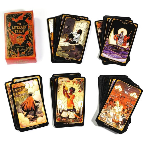 Literary Tarot Cards Set, Fun Divination Game, Unique Gift for Readers, 78-Card Deck, Creative Artwork 1