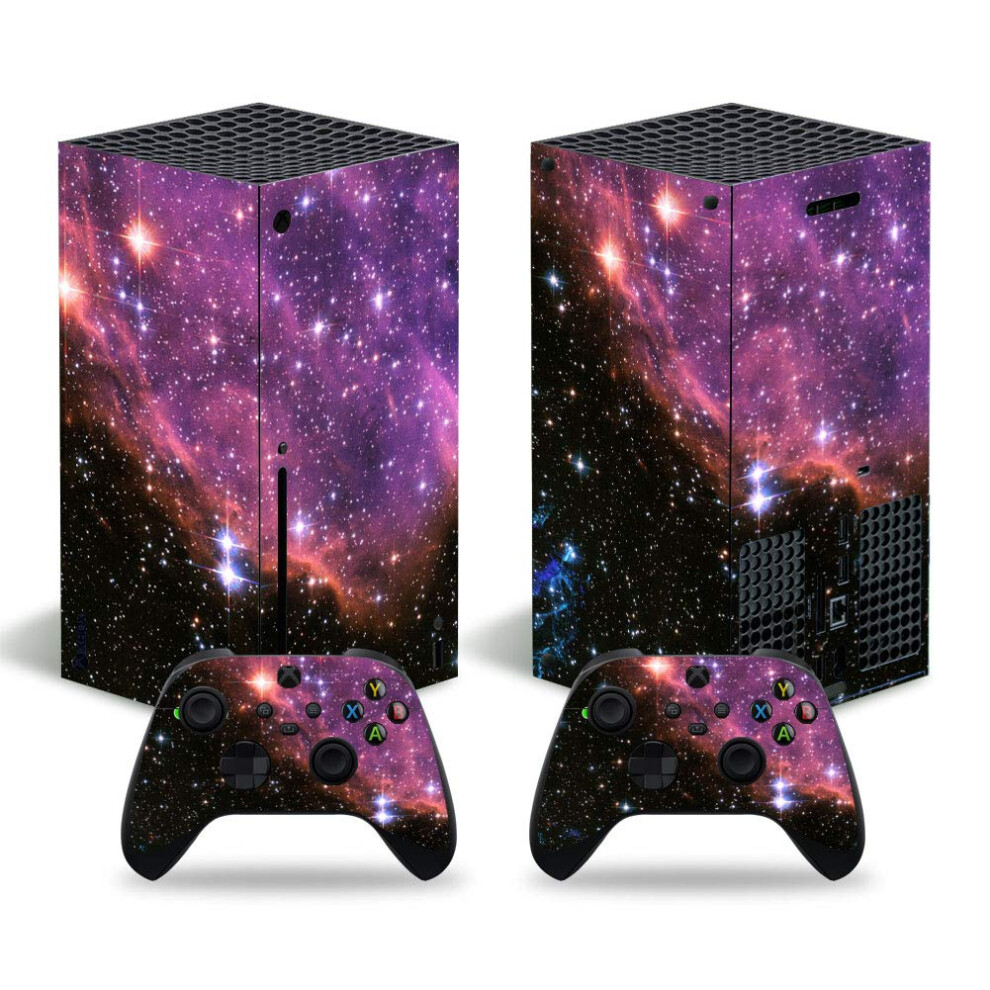 Vinyl Decal Sticker In Night Sky With Two Wireless Controller Stickers For Microsoft Xbox Series X Console Purple 6493810660528
