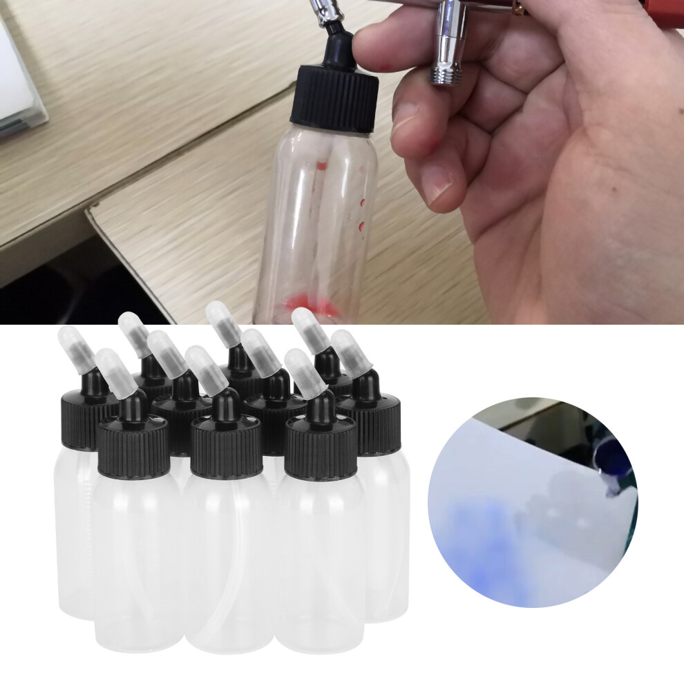 10Pcs 30Ml Pp Airbrush Bottles For Dual Action Spray Guns 8491340785429
