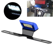 CNC Aluminium Motorcycle License Plate Light 6 LED Blue Tail Lamp