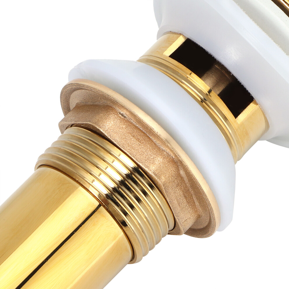 Anti Clog Bathroom Sink Drain Gold Finish Without Overflow Wash Basin Stopper 8451340789087