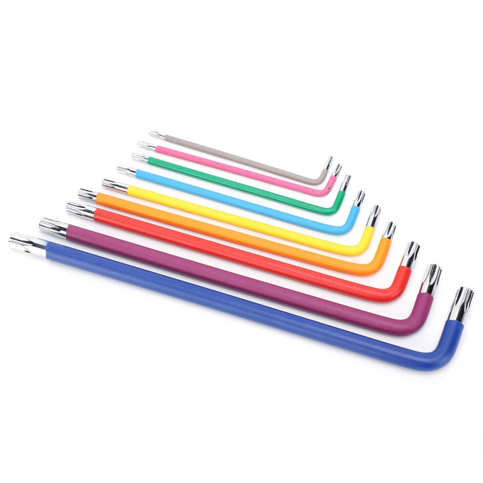 Sturdy 9Pcs Star Hex Key Set - T10 To T50 Extra Long Multicolor Wrenches 9411340791137