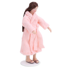 12 Miniature Ceramic Doll Woman in Long Dress 15.3cm Nightgown