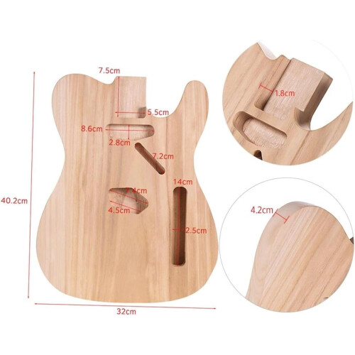 DIY Unfinished Electric Guitar Body Kit, Solid Wood, Customizable Size, Compatible with Standard Pickups and Hardware 1