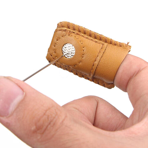 Sewing Finger Sleeve Knitting Thimble Leather Protector - Large, Medium, Small 2