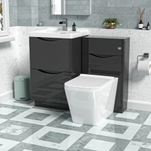 Nes Home Dark Grey 1000mm Freestanding Basin Vanity WC Unit & Square BTW Toilet