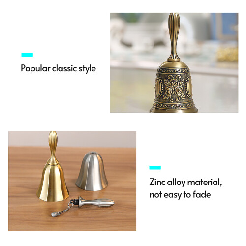 Multifunctional Floral Pattern Hand Bell 11cm Bronze or Silver