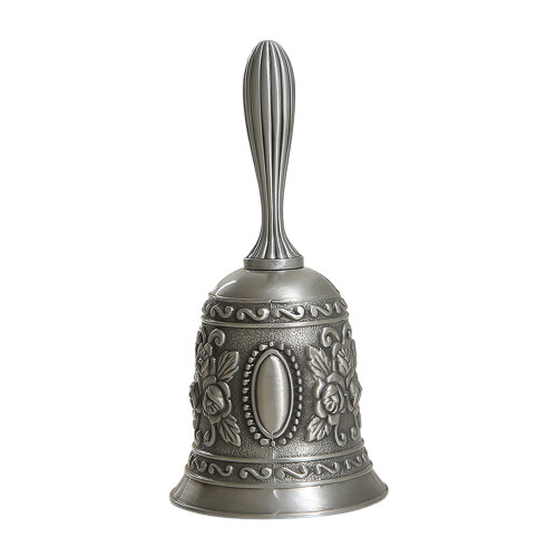 Multifunctional Floral Pattern Hand Bell 11cm Bronze or Silver 2