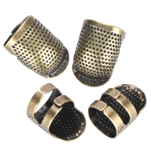 Brass Adjustable Sewing Thimble - Anti-Slip Finger Protector (015 M S)