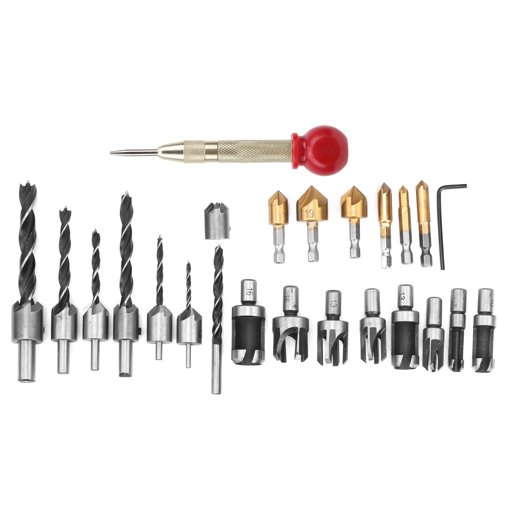 8Pcs Wood Plug Cutter Drill Set With Automatic Center Punch Included 9351340806649